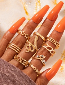 Fashion Gold Color Snake-shaped Five-pointed Star Ring Set