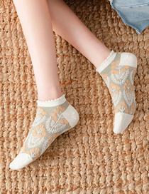 Fashion Khaki Lavender Pattern Cotton Socks