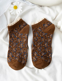 Fashion Light Brown Small Floral Lace Socks