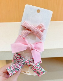 Fashion Pink Three-piece Suit Children's Bow Floral Hairpin Set