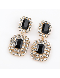 Fashion Black Alloy Diamond And Rhinestone Geometric Earrings