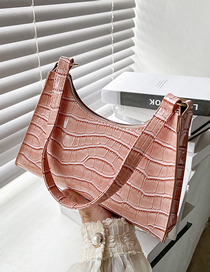Fashion Pink Crocodile Print Shoulder Bag