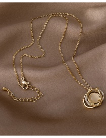Fashion Gold Color Double Round Opal Planet Necklace