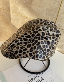 Fashion Beige Leopard Print Flat Top Beret