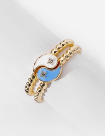 Fashion Blue Yin Yang Gossip Metal Ring Set