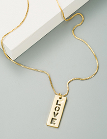 Fashion Gold Color Love Letter Rectangular Necklace