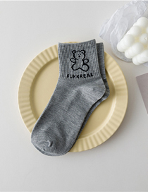 Fashion Jumping Bear Grey Cartoon Pattern Bear In Tube Socks