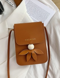 Fashion Brown Three-dimensional Flower One-shoulder Messenger Bag
