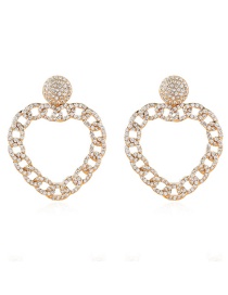Fashion Gold Alloy Diamond Heart-shaped Chain Earrings