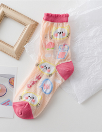 Fashion Orange Cartoon Bear Lace Bubble Mouth Tube Socks