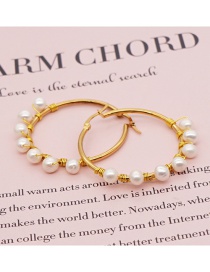 Fashion Golden Freshwater Pearl Hoop Earrings