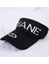Fashion Square Standard S-black Sun Hat With Big Letters And Sunscreen