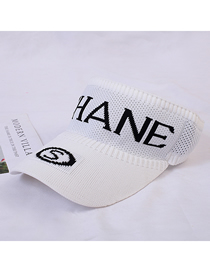 Fashion Square Standard S-white Sun Hat With Big Letters And Sunscreen