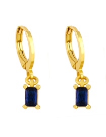 Fashion Blue Geometric Rectangular Small Square Diamond Zircon Earrings