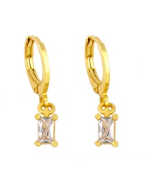 Fashion White Geometric Rectangular Small Square Diamond Zircon Earrings