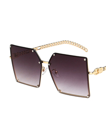 Fashion Double Gray Chain Hollow Frame Sunglasses