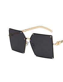 Fashion All Gray Chain Hollow Frame Sunglasses