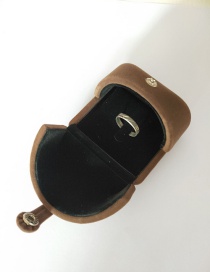 Fashion Brown Hook Ring Flannel Double-opening Box
