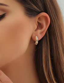 Fashion Imitation Gold Geometric Rhinestone Pearl Stud Earrings