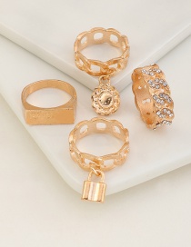 Fashion Golden Lock Letter Ring Set