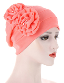 Fashion Watermelon Red Two-flowered Baotou Cap With Two Flowers On The Side