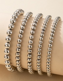 Fashion Silver Color Large And Small Round Bead Bracelet Set