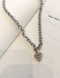 Fashion Silver Color Titanium Steel Love Letter Chain Necklace