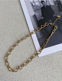 Fashion Gold Color Metal Thick Chain Titanium Steel Necklace