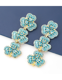Fashion Blue Multi-layer Alloy Diamond And Acrylic Flower Earrings