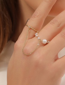 Fashion Kc Gold Pearl Chain Ring Set