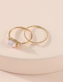 Fashion Pink Copper Zircon Ring Set