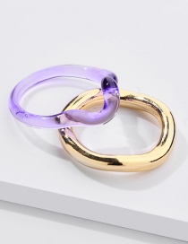 Fashion Purple Transparent Acrylic Metal Ring Set