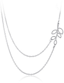 Fashion Silver Alloy Leaf Multilayer Chain Necklace