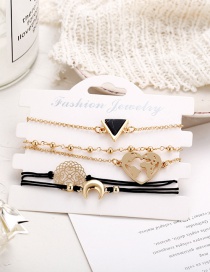 Fashion Gold+black Love Triangle Map Bracelet Set