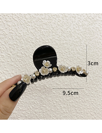 Fashion 4-large Gripper Black Resin Pearl Flower Catch Clip