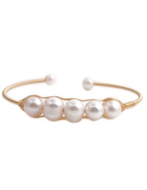 Fashion White Freshwater Pearl Open Bracelet