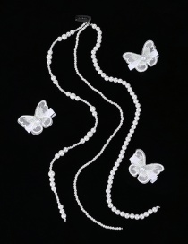 Fashion 6#wild Pearl+butterfly Hairpin Pearl Braided Hair Chain Butterfly Hairpin