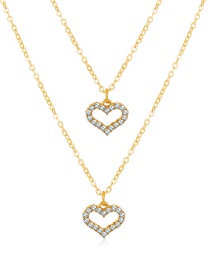 Fashion Gold Color Love Double Necklace With Rhinestones