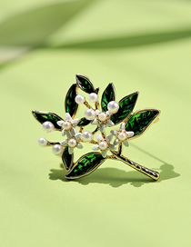 Fashion Gold Color Green 3# Belle Beads Contrasting Color Gardenia Brooch