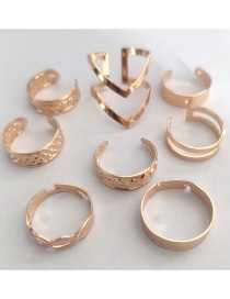 Fashion Gold Color Suit Geometric Opening Adjustable Ring Set