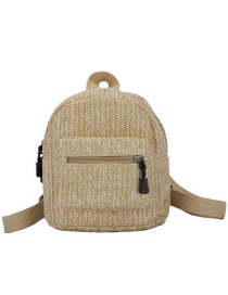 Fashion Khaki Mini Woven Backpack