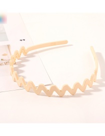 Fashion Big Wave-beige Solid Color Wave Twist Narrow Side Resin Headband