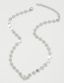 Fashion White K Sequined Metal Necklace