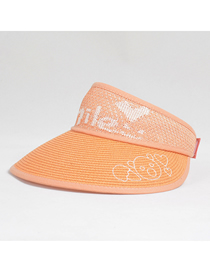 Fashion Orange Children's Empty Top Bear Embroidery Cartoon Straw Hat
