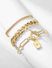 Fashion Gold Color Thick Chain Multi-layer Chain Bracelet Set