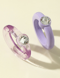 Fashion Purple Transparent Resin Ring Set