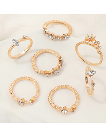 Fashion Gold Color Micro Inlaid Stars And Moon Ring Set