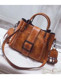 Fashion Light Brown Pu Single-shoulder Messenger Handbag