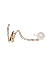 Fashion Golden Full-diamond Pearl Ear Bone Clip Integrated