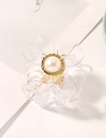 Fashion Transparent White Pan Hair Flower Pearl Large Catch Clip